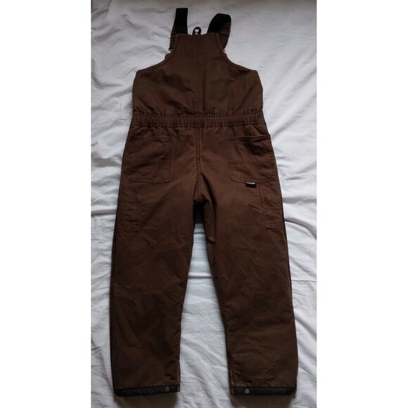 Berne Insulated Canvas Bibs Overalls Youth Medium 10-12 Brown Adjustable BB21BB - Picture 10 of 13